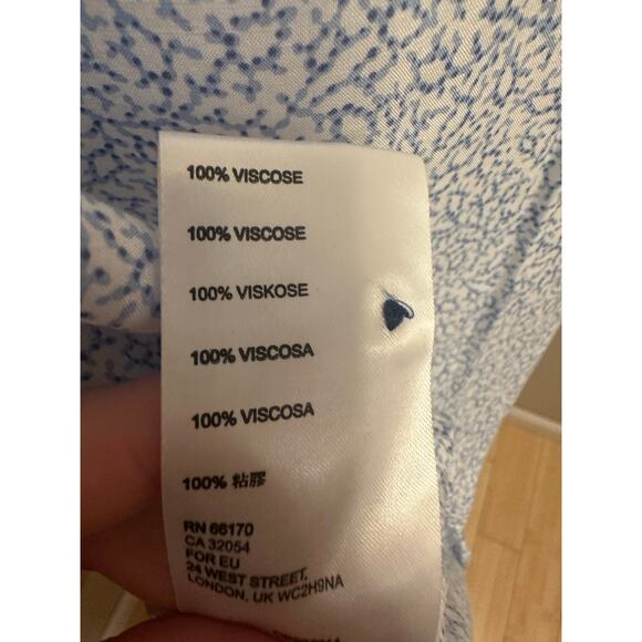 Maeve x Anthropologie Aveiro Flutter-Sleeved Buttondown Blue Motif Sz Medium - Picture 6 of 9